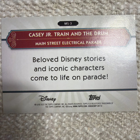 2025 Topps Disneyland 70th Ann Silver Screen To Main Street MS-3 Casey Jr Train