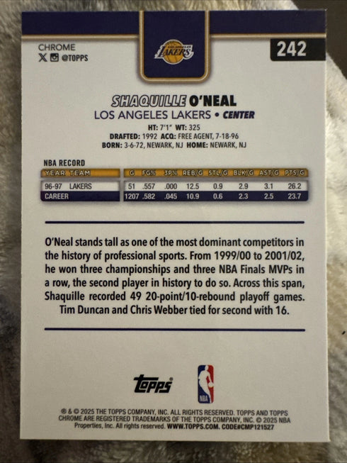 2025-26 Topps Chrome - Shaquille O'Neal #242 Prism Refractor