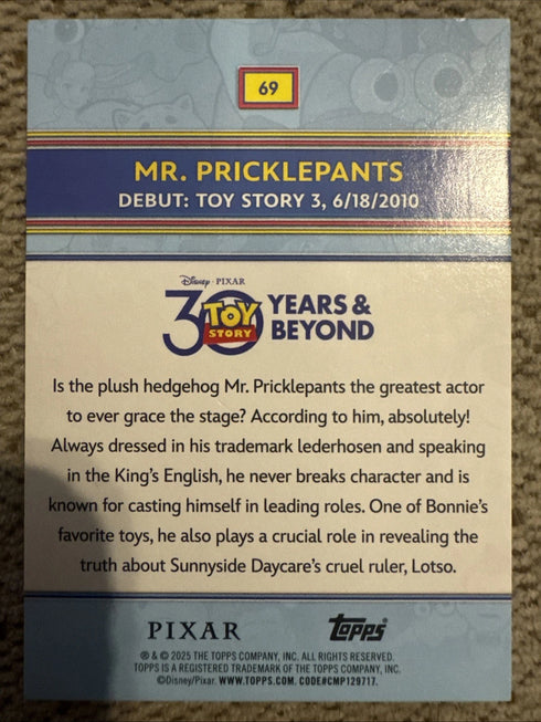 2025 Topps Disney Pixar Toy Story 3 30 Years & Beyond Mr. Pricklepants #69 Holo