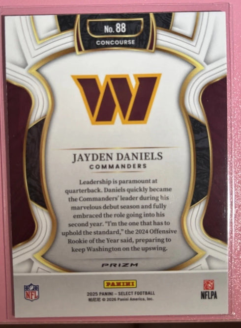 2025 Panini Select - Concourse Jayden Daniels #88 Black & Green Shock Prizm