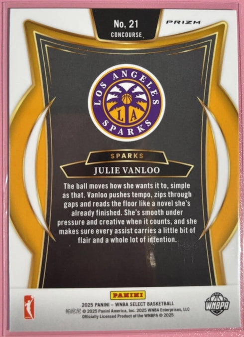 2025 Panini Select WNBA Concourse Julie Vanloo #21 Pink Flash Prizm