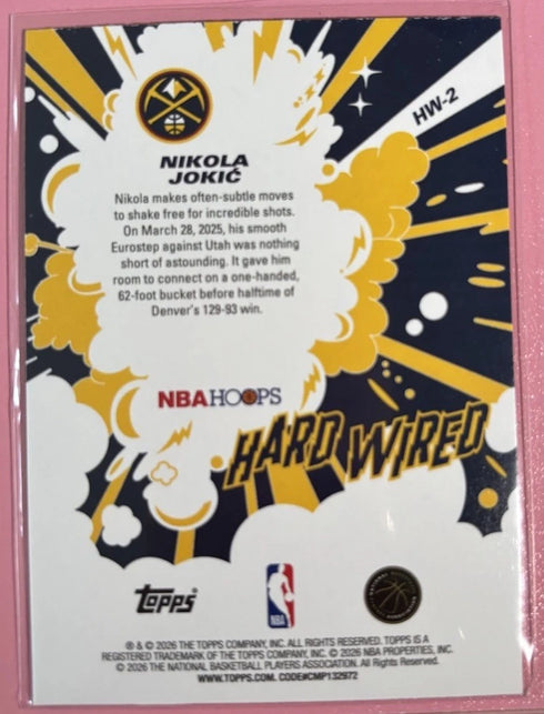 Topps 2026 NBA Hoops Hard-Wired Insert HW-2 Nikola Jokic Denver Nuggets NBA