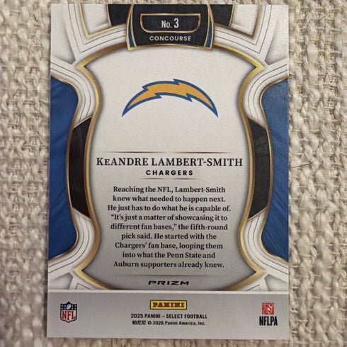 KeAndre Lambert-Smith 2025 Panini Select Concourse #3 RC Silver Prizm ~ Chargers