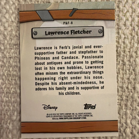 2026 Topps Disney Lawrence Fletcher P&F-8 Phineas and Ferb Insert Card