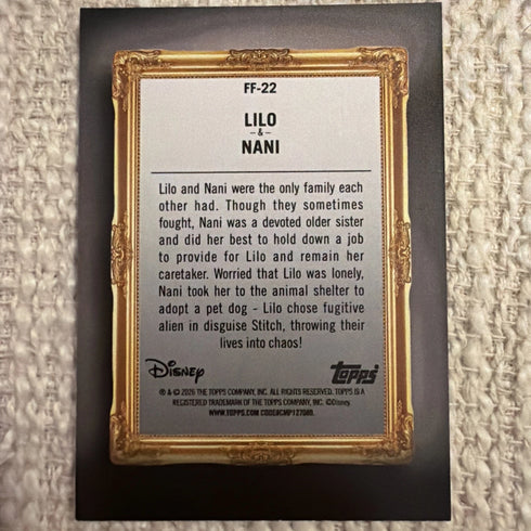 Topps Disney Lilo & Stitch Family Frames Insert Card #FF-22 Lilo & Nani