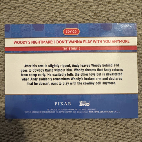 2025 Topps 30 Years of Toy Story 30 Years Beyond Woody's Nightmare 30Y-20 Collectibles Central 4 U