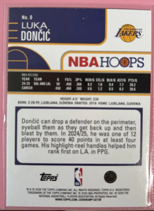 2025-26 Topps NBA Hoops Luka Doncic Green Foil #8 Los Angeles Lakers