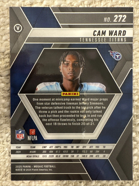 2025 Panini Mosaic - Rookie Variations Cam Ward #272 (RC) Titans
