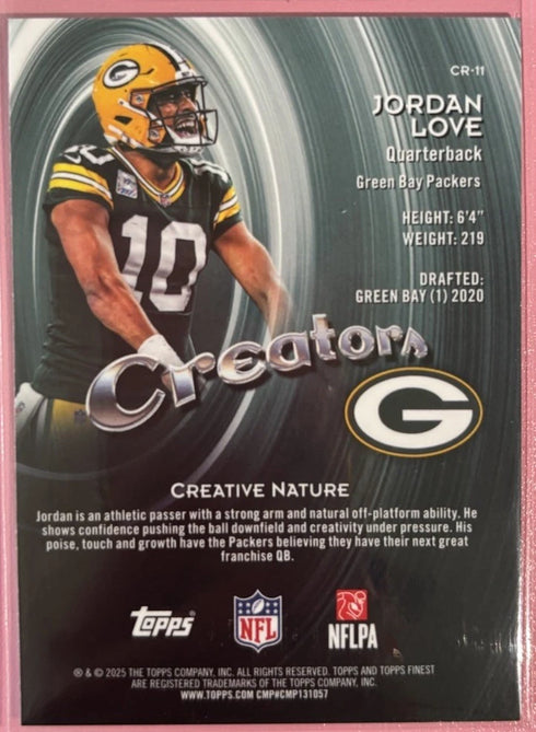 Topps Finest Creators Insert CR-11 Jordan Love Green Bay Packers NFL Card