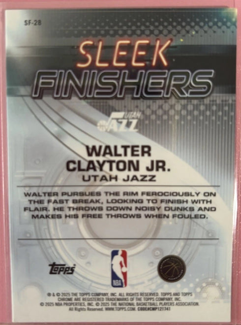 Walter Clayton Jr. 2025 Topps Chrome Sleek Finisher Utah Jazz