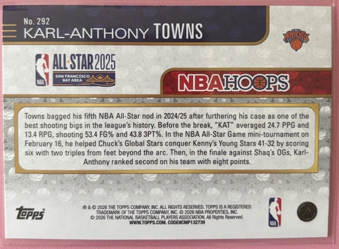 2025-26 Topps NBA Hoops All-Star Game Karl-Anthony Towns #292
