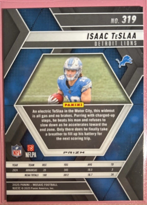 2025 Mosaic Isaac TeSlaa Rookie Green Mosaic Prizm RC #319 Lions