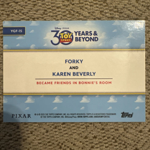 Topps Chrome Disney Toy Story Forky And Karen Beverly #YGF-15