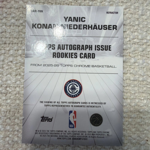 2025-26 Topps Chrome - Autograph Issue Rookies Yanic Konan-Niederhauser...