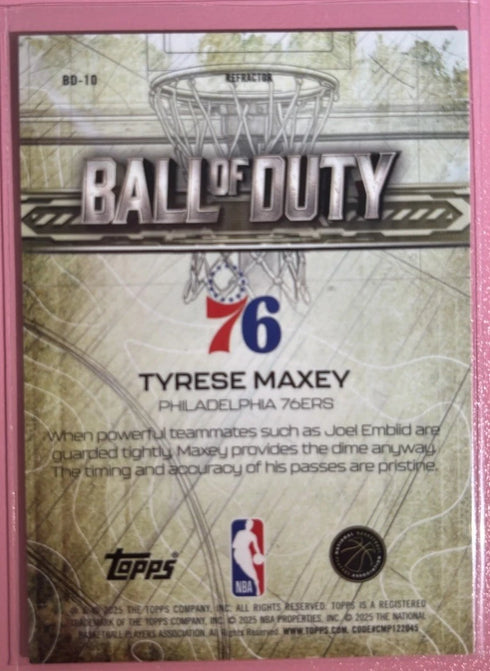 2025 Topps Chrome Tyrese Maxey Ball of Duty #BD-10 76ers