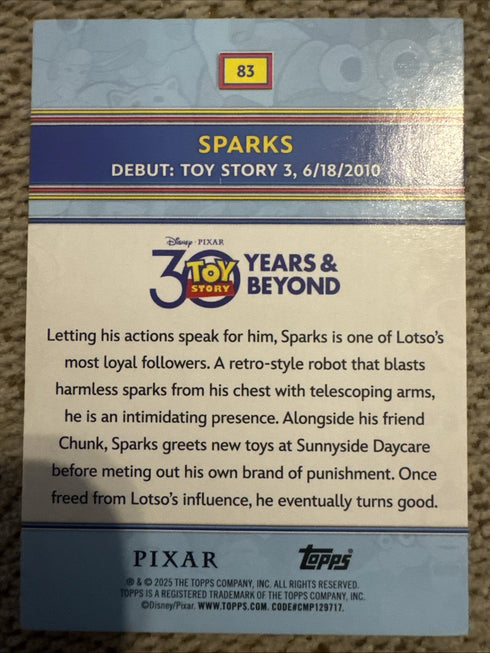 2025 Topps 30 Years of Toy Story SPARKS #83 Base Refractor