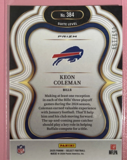 2025 Panini Select - Suite Level Keon Coleman #384 Tri-Color Prizm /199