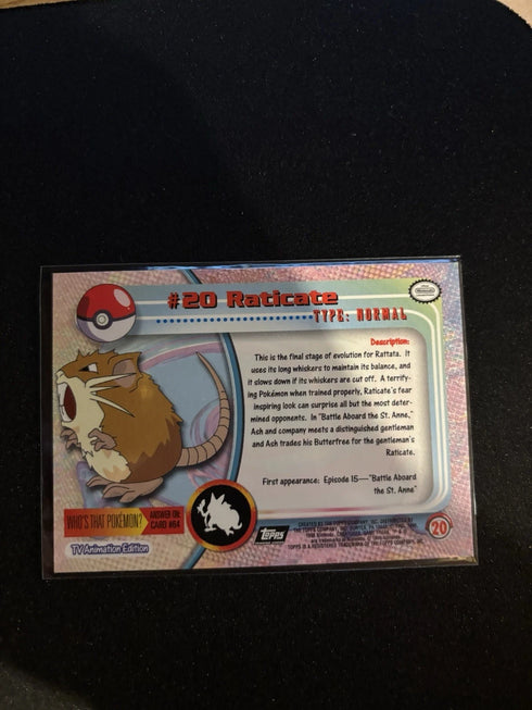 Topps Pokemon Raticate #20 2000 TV Animation Edition Non Holo