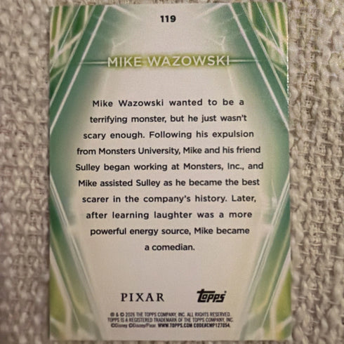 2026 Topps Disney Neon Mike Wazowski Rainbow Refractor #119