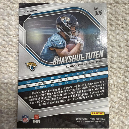 2025 Panini Prizm - Rookies Bhayshul Tuten #305 Lazer Prizm (RC)