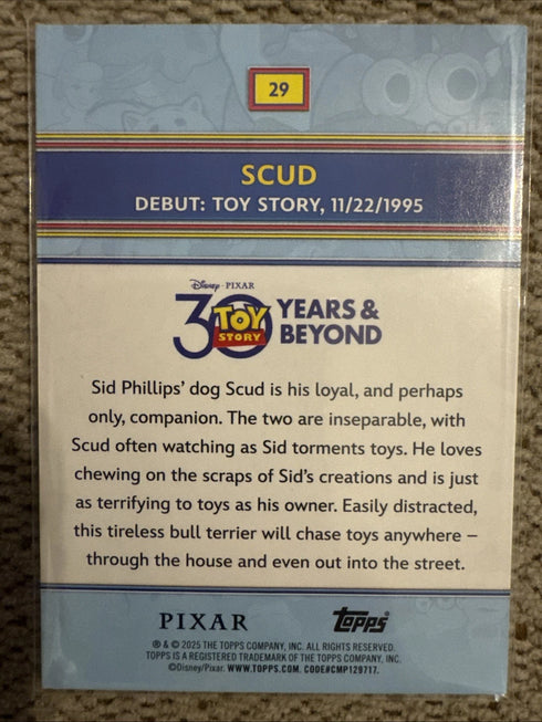 2023 Topps 30 Years & Beyond Toy Story Scud #29 Limited BLUE PARALLEL /150
