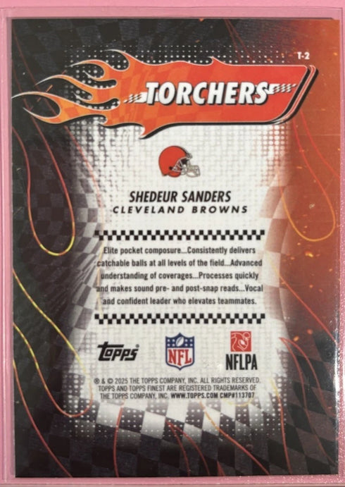 2025 Topps Finest Sheduer Sanders Torchers Browns RC #T-2