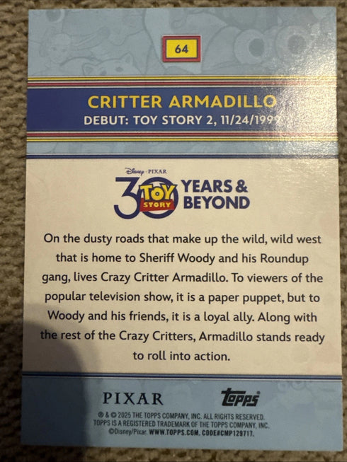 2025 Topps 30 Years Of Toy Story - Critter Armadillo #64 Refractor