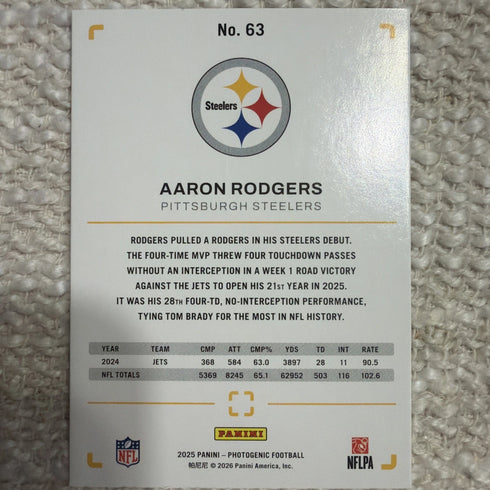 2025 Panini Photogenic - Aaron Rodgers #63 Red /125