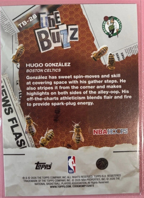Topps 2026 NBA Hoops The Buzz TB-28 Hugo González Rookie Insert - Celtics