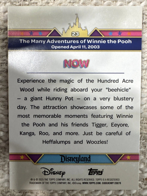 2025 Topps Disneyland 70th The Adventures Of Winnie The Pooh Pink Shimmer #23