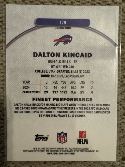 2025 Topps Finest Dalton Kincaid Green Geo#179 /35 Buffalo Bills