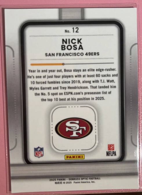 2025 Panini Donruss Optic Nick Bosa Play Action #12