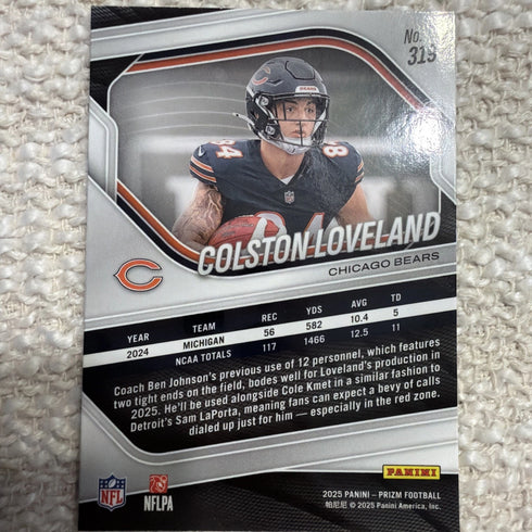 2025 Panini Prizm - Rookies Colston Loveland #319 Silver Prizm (RC)