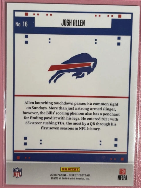 Josh Allen 2025 Panini Select #16 Score Select Throwback Silver Prizm Bills MVP