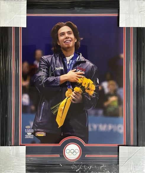 Apollo Ohno USA Olympic Skater Signed Framed 16x20 Mounted Memories