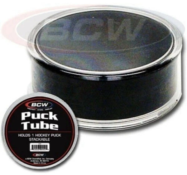 BCW Round Hockey Puck TUBE Holder Display Case Stackable For Souvenir Pucks