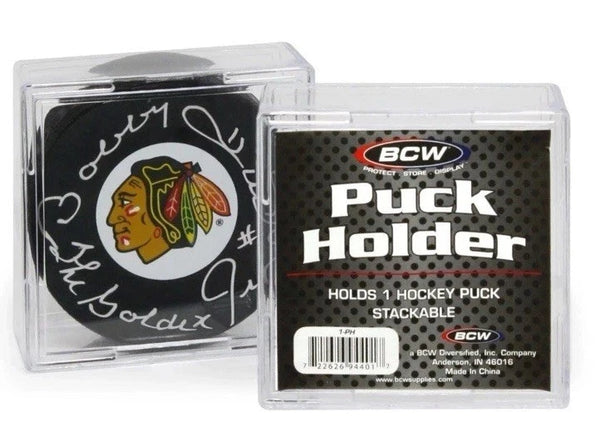BCW Square Hockey Puck Holder Cube Display Case Stackable For Regulation Pucks