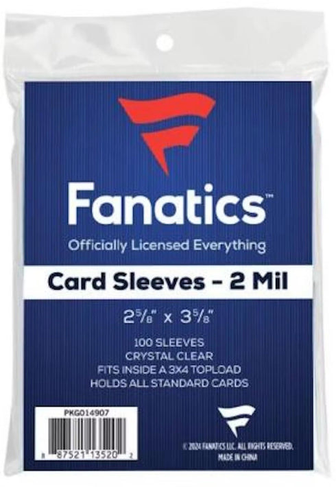 Fanatics Card Sleeves/ Penny Sleeves (2mil) 2 5/8 x 3 5/8 (100pk)