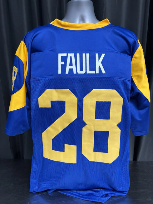 Custom Unsigned Marshall Faulk Blue Jersey XL