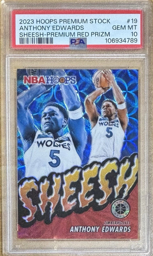 2023 Hoops Premium Stock Anthony Edwards Timberwolves Sheesh /88 #19 PSA 10