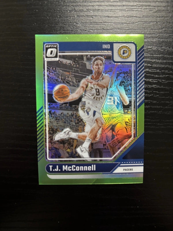 T.J. MCCONNELL 2024-25 DONRUSS OPTIC LIME GREEN PRIZM PACERS /149 Q1702