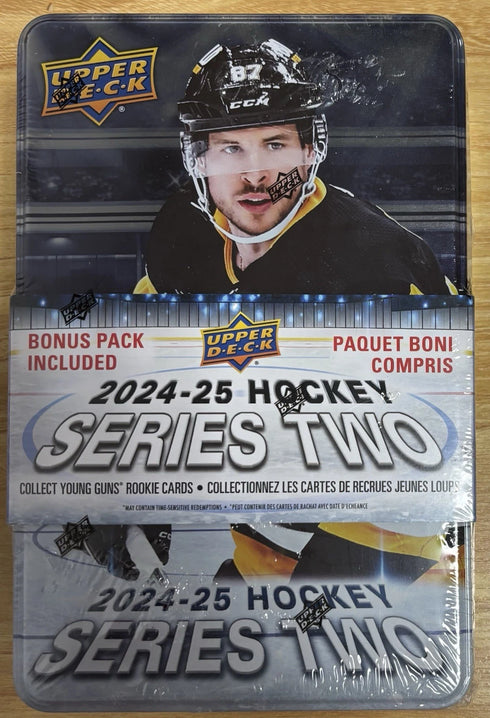 2024-25 Upper Deck Series 2 Hockey Tin NHL New & Factory Sealed! 8 Packs + Bonus