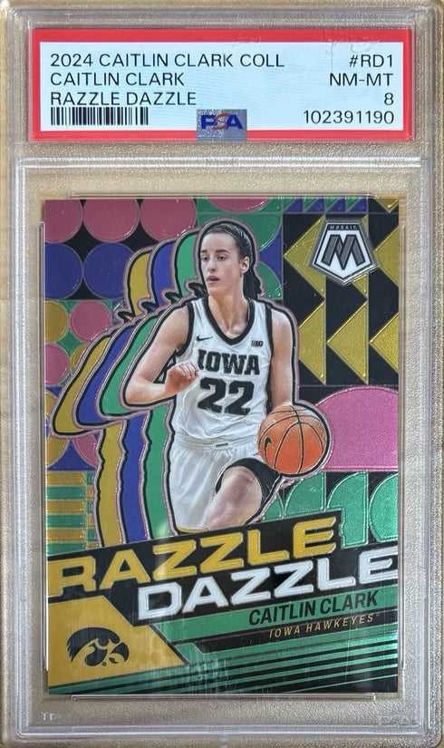 2024 Panini Caitlin Clark Collection Caitlin Clark Razzle Dazzle #RD1 PSA 8