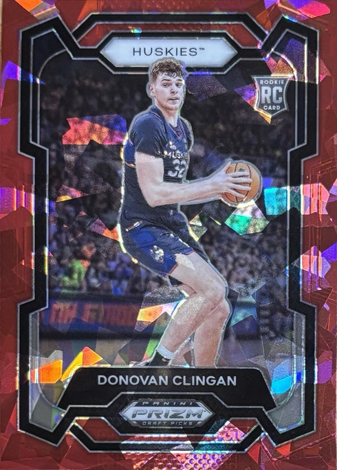 2024 Prizm Draft Picks Donovan Clingan UConn Huskies Red Ice Rookie #95