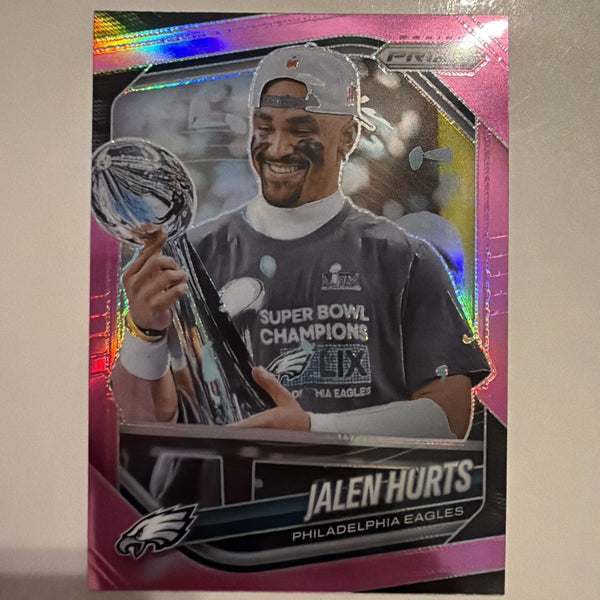 2025 Panini Prizm Pink Prizm Jalen Hurts #228 Philadelphia Eagles Super Bowl MVP