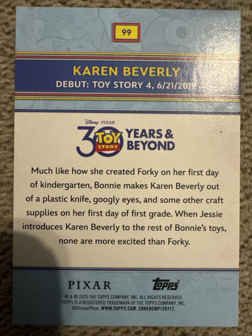 2025 Topps Toy Story Bonnie Rainbow Foil Pixar Disney 30 Years & Beyond #99