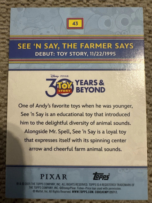 2025 Topps 30 Years Of Toy Story - SEE ‘N SAY, THE FARMER SAYS #43