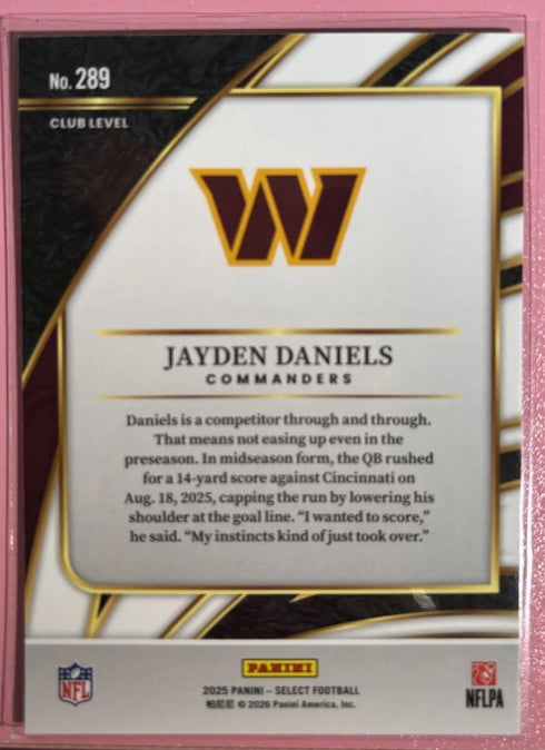 Panini Select Football 2025 Club Level Rookie Jayden Daniels Commanders #289