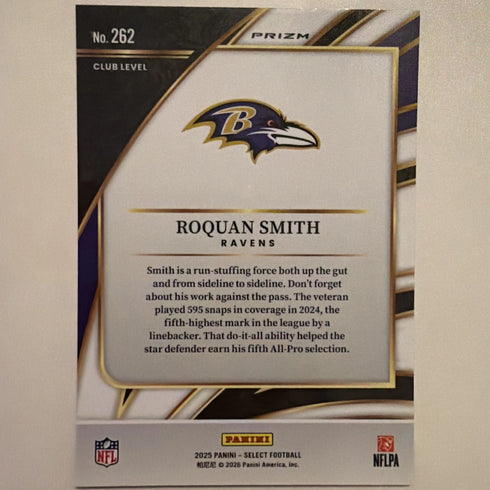 2025 Panini Select ROQUAN SMITH #262 Club Level Pink Shock Prism