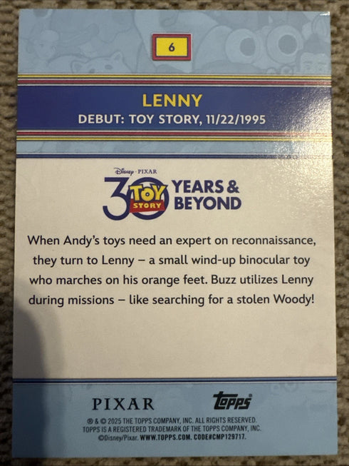 2025 Topps 30 Years Of Toy Story Lenny #6 Base
